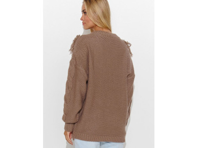 Дамски пуловер класически модел 184793 Makadamia